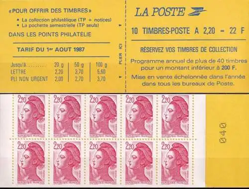 FRANKREICH 1987 Mi-Nr. 2510 DD Markenheft ** MNH