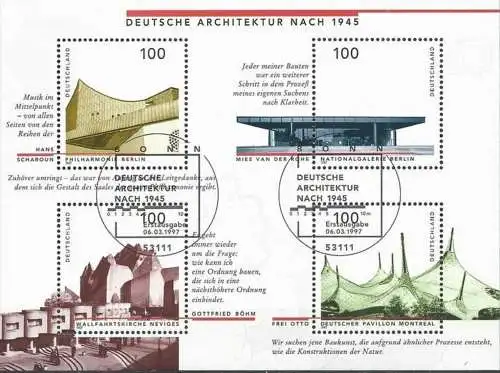 DEUTSCHLAND 1997 Mi-Nr. Block 37 o used