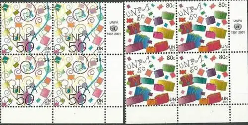 UNO NEW YORK 2001 Mi-Nr. 881/82 Viererblocks ** MNH