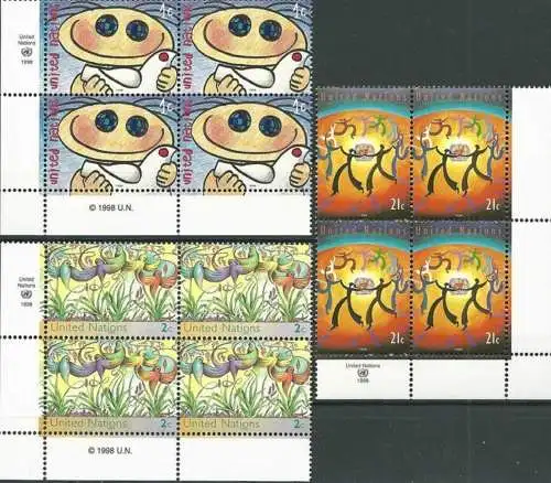 UNO NEW YORK 1998 Mi-Nr. 764/66 Viererblocks ** MNH