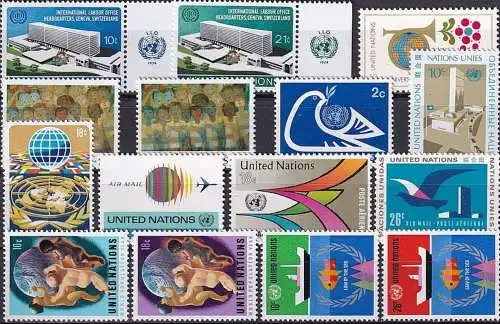 UNO NEW YORK 1974 Mi-Nr. 264-78 kompletter Jahrgang/complete year set ** MNH