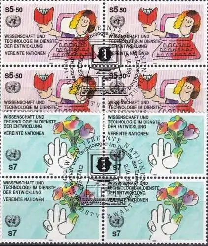 UNO WIEN 1992 Mi-Nr. 135/36 Viererblocks o used - aus Abo