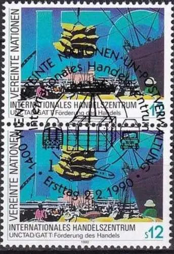 UNO WIEN 1990 Mi-Nr. 98 2er o used - aus Abo