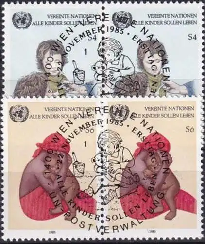 UNO WIEN 1985 Mi-Nr. 53/54 2er o used - aus Abo