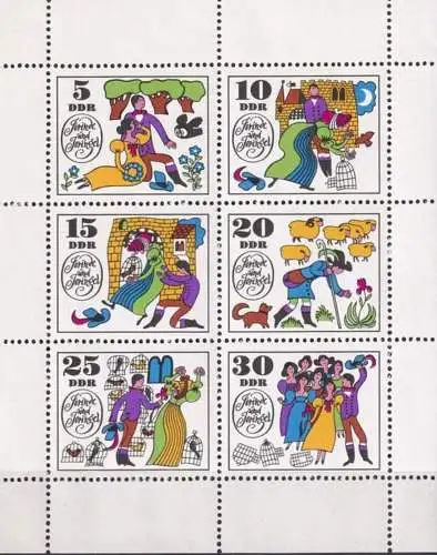 DDR 1969 Mi-Nr. 1450/55 Kleinbogen ** MNH