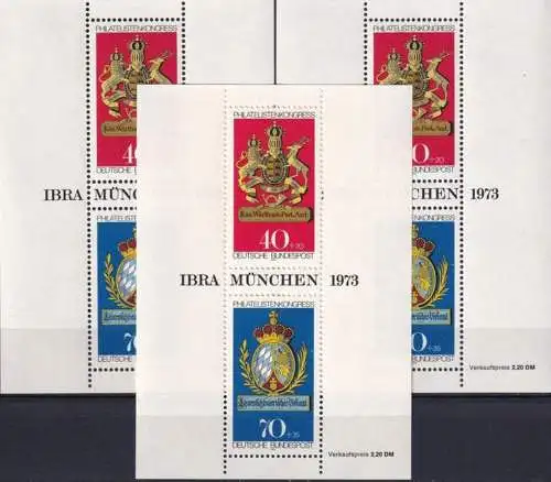 DEUTSCHLAND 1973 Mi-Nr. Block 9 3 Stück ** MNH