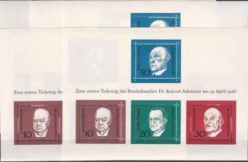 DEUTSCHLAND 1968 Mi-Nr. Block 4 5 Stück ** MNH