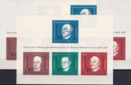 DEUTSCHLAND 1968 Mi-Nr. Block 4 3 Stück ** MNH