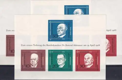 DEUTSCHLAND 1968 Mi-Nr. Block 4 3 Stück ** MNH