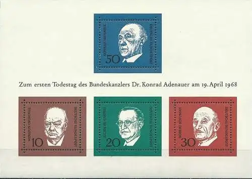 DEUTSCHLAND 1968 Mi-Nr. Block 4 ** MNH