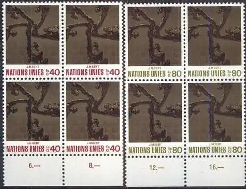 UNO GENF 1972 Mi-Nr. 28/29 Viererblocks ** MNH