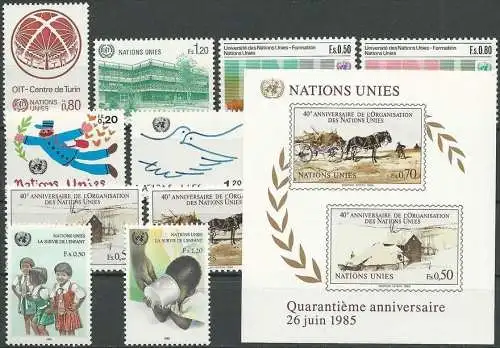 UNO GENF 1985 Mi-Nr. 127-36 kompletter Jahrgang/complete year set ** MNH