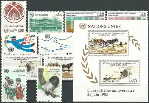 UNO GENF 1985 Mi-Nr. 127-36 kompletter Jahrgang/complete year set ** MNH