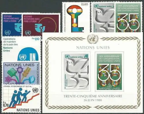 UNO GENF 1980 Mi-Nr. 88-95 kompletter Jahrgang/complete year set ** MNH