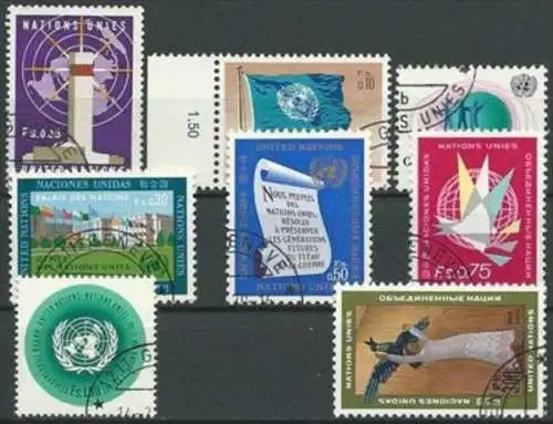 UNO GENF 1969 Mi-Nr. 1 - 8 kompletter Jahrgang/complete year set o used - aus Abo