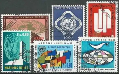 UNO GENF 1970 Mi-Nr. 9-14 kompletter Jahrgang/complete year set o used - aus Abo