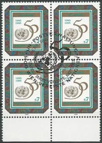 UNO WIEN 1995 Mi-Nr. 178 Viererblock o used - aus Abo