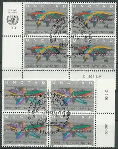 UNO WIEN 1994 Mi-Nr. 176/77 Viererblocks o used - aus Abo