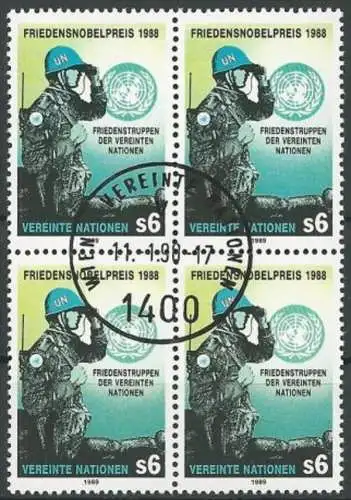 UNO WIEN 1989 Mi-Nr. 91 Viererblock o used - aus Abo