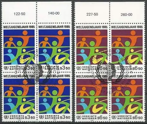 UNO WIEN 1984 Mi-Nr. 45/46 Viererblocks o used - aus Abo