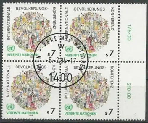 UNO WIEN 1984 Mi-Nr. 38 Viererblock o used - aus Abo