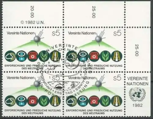 UNO WIEN 1982 Mi-Nr. 26 Viererblock o used - aus Abo