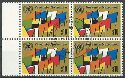 UNO WIEN 1979 Mi-Nr. 6 Viererblock o used - aus Abo