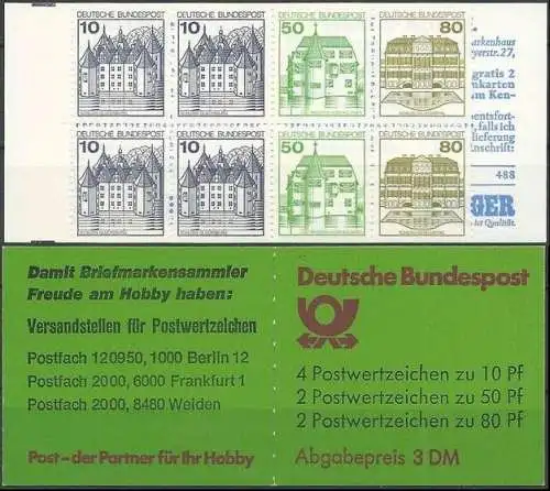 DEUTSCHLAND 1982 Mi-Nr. MH 24 c Markenheft/booklet ** MNH