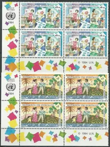 UNO WIEN 1994 Mi-Nr. 174/75 Eckrand-Viererblocks ** MNH