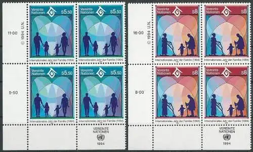 UNO WIEN 1994 Mi-Nr. 160/61 Eckrand-Viererblocks ** MNH