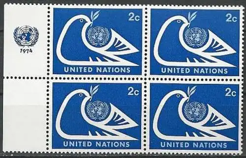 UNO NEW YORK 1974 Mi-Nr. 269 Viererblock ** MNH