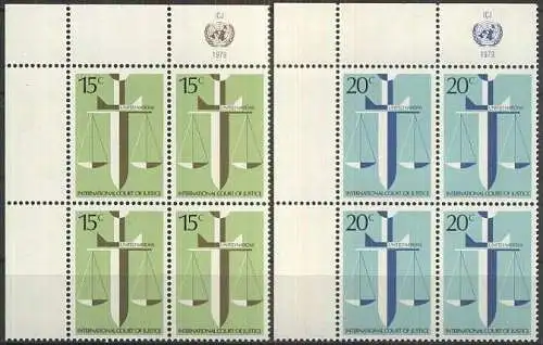 UNO NEW YORK 1979 Mi-Nr. 338/39 Eckrand-Viererblocks ** MNH