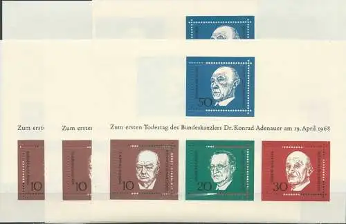 DEUTSCHLAND 1968 Mi-Nr. Block 4 5 Stück ** MNH