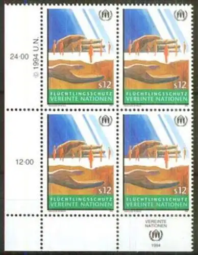 UNO WIEN 1994 Mi-Nr. 166 Eckrand-Viererblock ** MNH