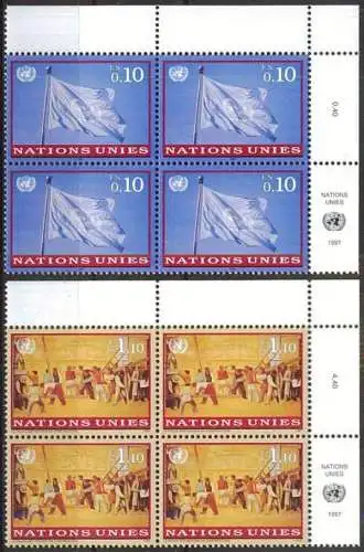 UNO GENF 1997 Mi-Nr. 303/04 Eckrand-Viererblocks ** MNH