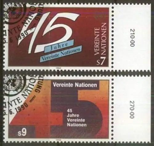 UNO WIEN 1990 Mi-Nr. 104/05 o used aus Abo