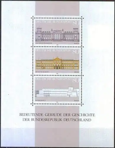 DEUTSCHLAND 1986 Mi-Nr. Block 20 ** MNH