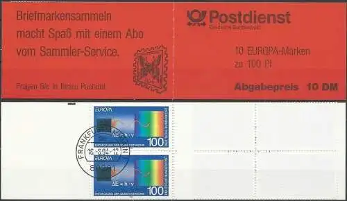 DEUTSCHLAND 1994 Mi-Nr. MH 30 Markenheft/booklet o used - aus Abo