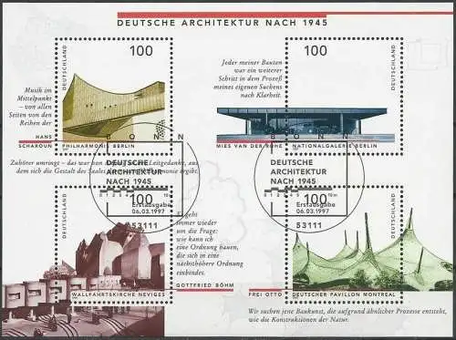 DEUTSCHLAND 1997 Mi-Nr. Block 37 o used - aus Abo