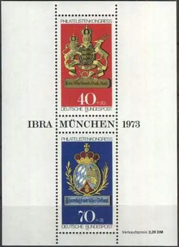 DEUTSCHLAND 1973 Mi-Nr. Block 9 ** MNH