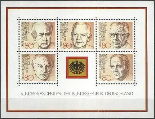 DEUTSCHLAND 1982 Mi-Nr. Block 18 ** MNH