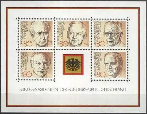 DEUTSCHLAND 1982 Mi-Nr. Block 18 ** MNH