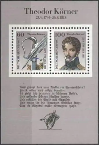 DEUTSCHLAND 1991 Mi-Nr. Block 25 ** MNH