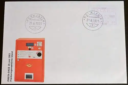 ISLAND 1983 Mi-Nr. ATM 1 Automatenmarke FDC