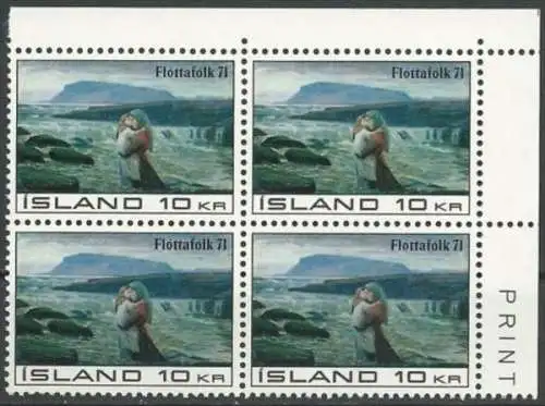 ISLAND 1971 Mi-Nr. 450 Viererblock ** MNH