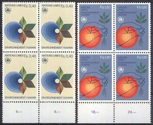 UNO GENF 1982 Mi-Nr. 105/06 Viererblock ** MNH