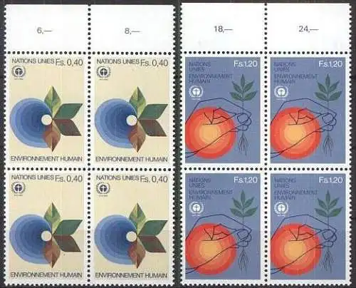 UNO GENF 1982 Mi-Nr. 105/06 Viererblock ** MNH