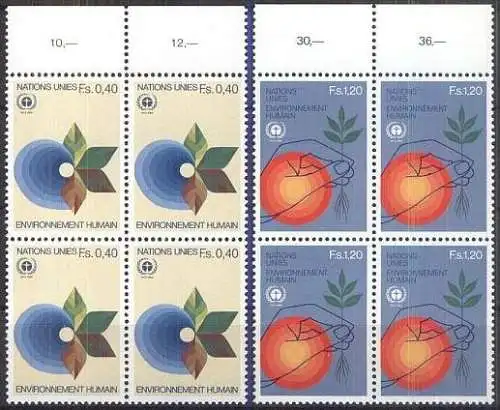 UNO GENF 1982 Mi-Nr. 105/06 Viererblock ** MNH