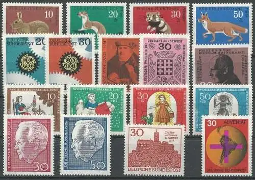 DEUTSCHLAND 1967 Mi-Nr. 529-45 Jahrgang/year set ** MNH