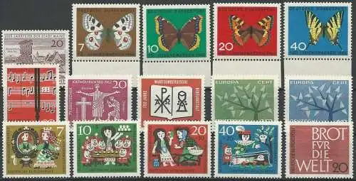 DEUTSCHLAND 1962 Mi-Nr. 375-89 Jahrgang/year set ** MNH